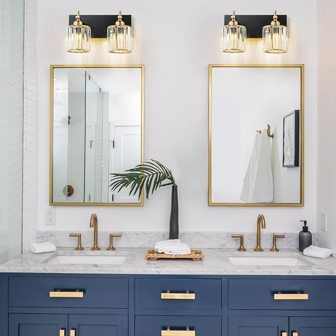 2-Light Crystal Bathroom Vanity Lights