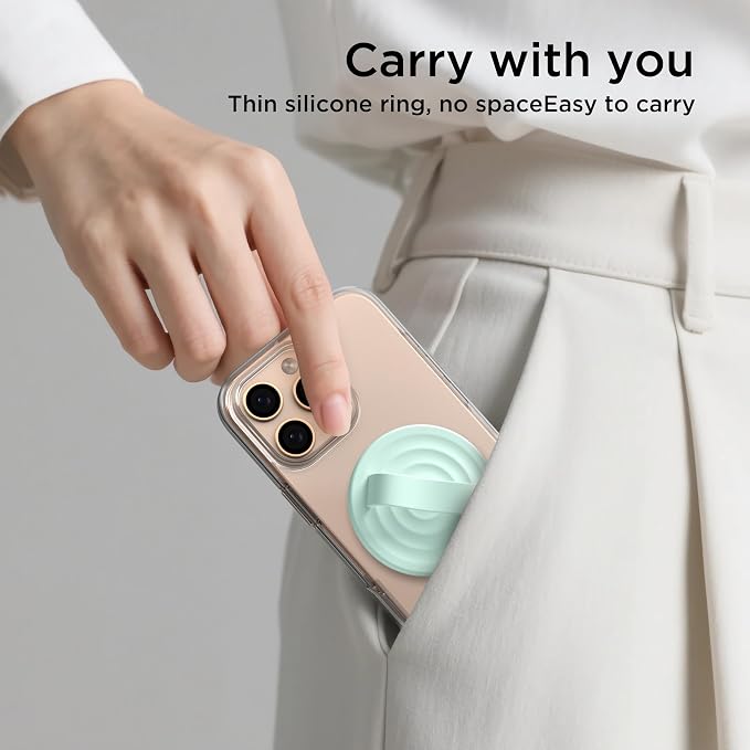 Magnetic Phone Ring Grip Holder, Silicone Finger Loop Grip, Compatible