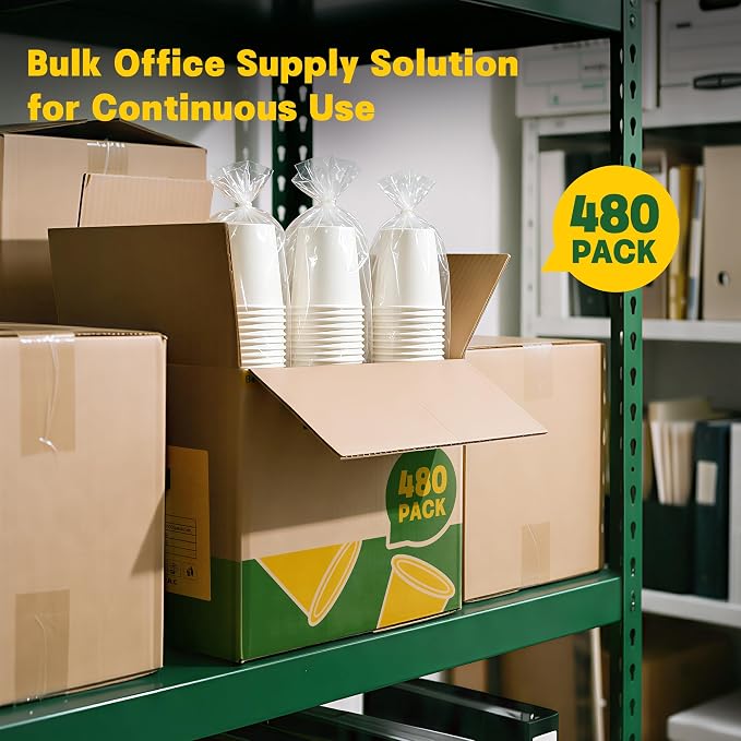 480 Pack 8 oz White Paper Cups, Disposable Coffee Cups
