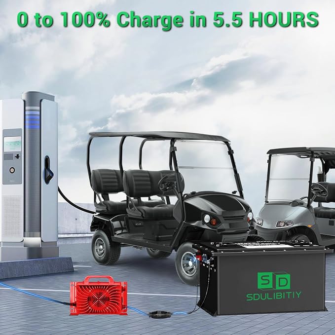 48V 105Ah LiFePO4 Lithium Golf Cart Battery, Built-in Smart 200A BMS,