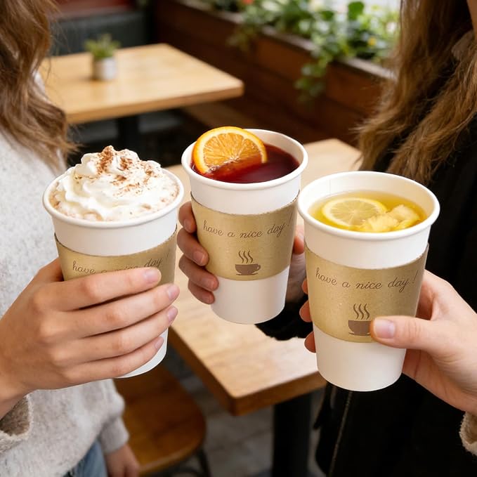 BYSNOW 16 oz 50 pack Disposable Coffee Cups
