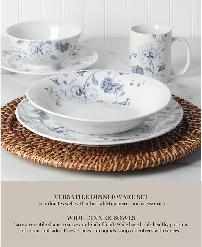 Martha Stewart Empress Bouquet 30 Piece Decorated Porcelain Chip and Scratch