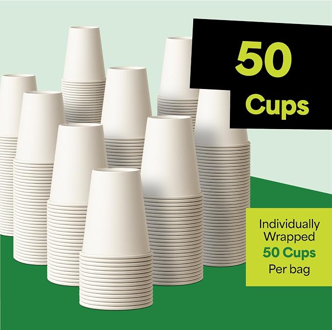 EconoHome 8 oz 50 Pack Disposable Coffee Paper Cups