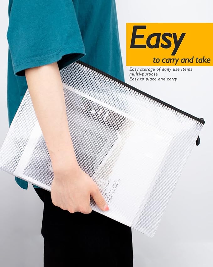 SUNEE Multisize Mesh Zipper Pouches, Water-Resistant Zip Bag
