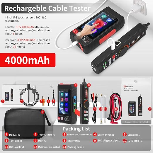 Multifunction RJ45 Network Caber Tester, UTP Cable Tester Ethernet Cable Tracer