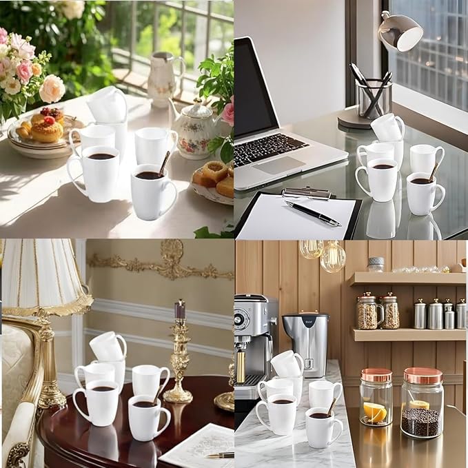 Chulan White Over 45% Bone Content Fine Bone China Coffee Mugs 10 oz,