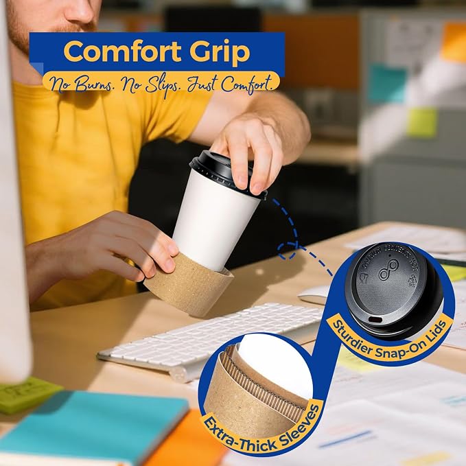 Fit Meal Prep 100 Pack 8 oz Disposable Coffee Cups