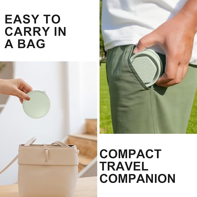 Collapsible Travel Cup with Lid - 6oz Mini Silicone Folding Cup with Stainless