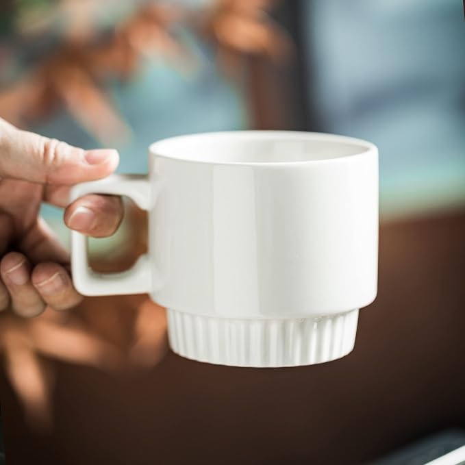 Miamolo Coffee Mugs Set of 4, Stackable Coffee Cups