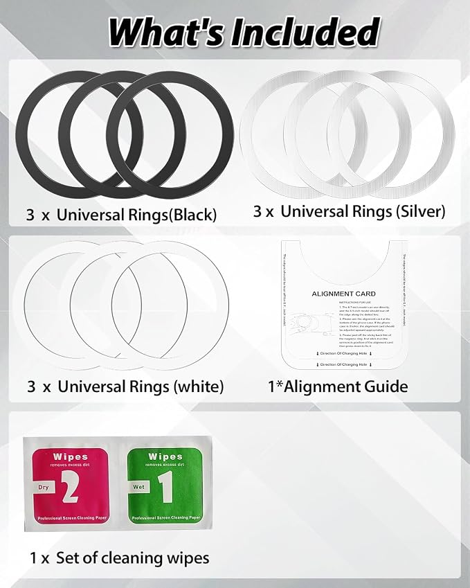 Metal Rings, Ultra-Thin for MagSafe Sticker, Magnetic Adapter, Phone