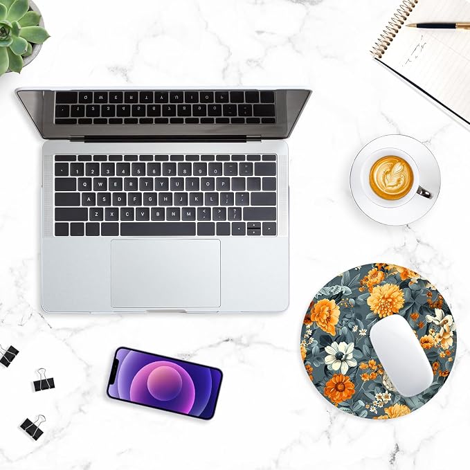 ITNRSIIET Round Mouse Pad with Stitched Edge Premium-Textured Waterproof