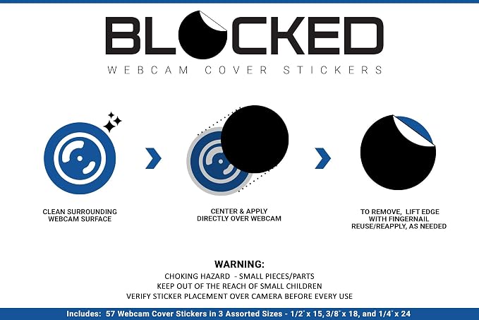 Webcam/Camera Vinyl Covers | 57 Low-Tack Reusable Webcam Sticker | 3-Sizes |
