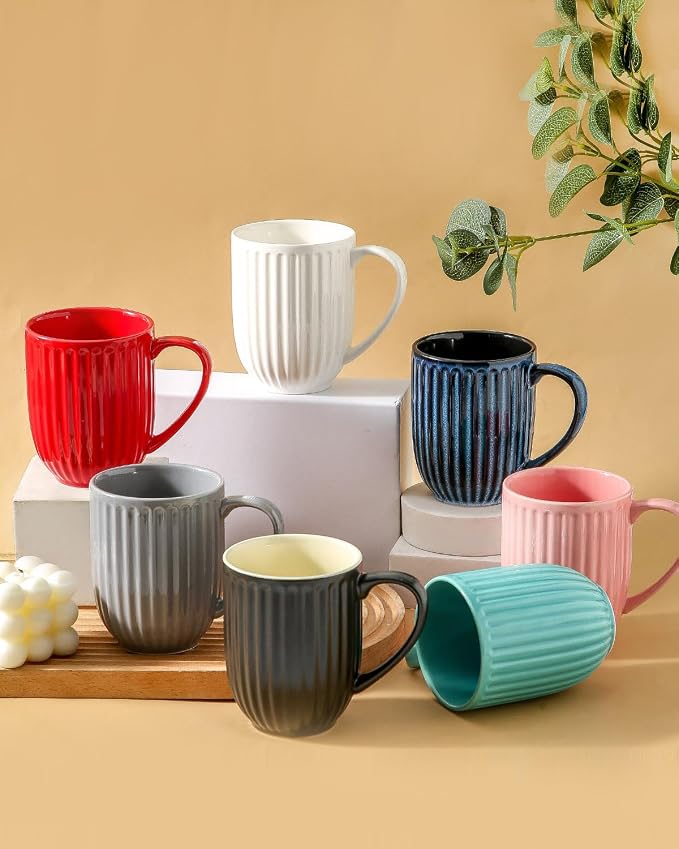 HASENSE 16oz Ceramic Coffee Mugs Set of 4, Modern Lightweight, Tea & Cocoa