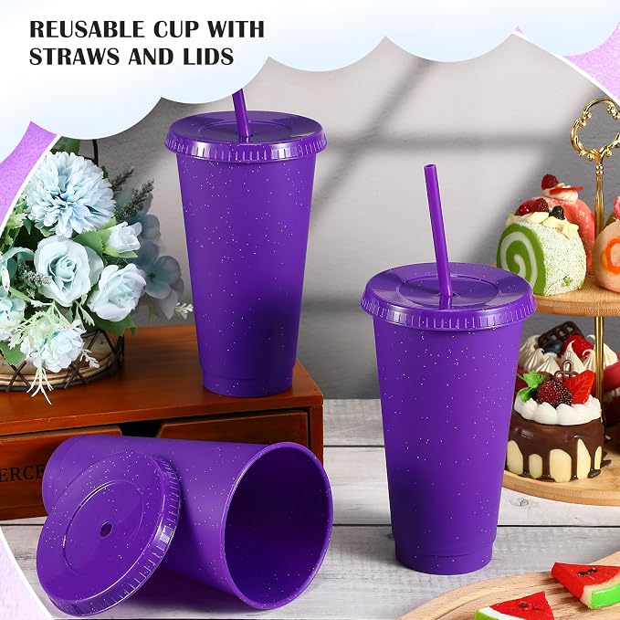 Uiifan 6 Pcs 24 oz Reusable Tumbler