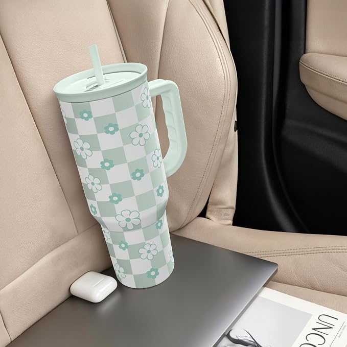 SANDJEST 40oz Daisy Flower Tumbler