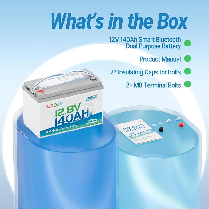 Redodo 12V 140Ah Dual Purpose Lithium Marine Battery, 1000CCA Group 31
