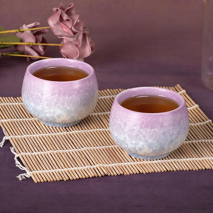 KAMMAK Japanese Tea Cups, 6.7 Oz Small Handmade Ceramic Teacups, Loose Leaf and