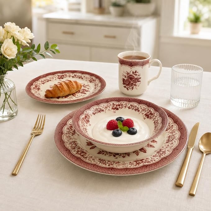 TUDOR ROYAL 24-Piece Porcelain Round Dinnerware Set, Service