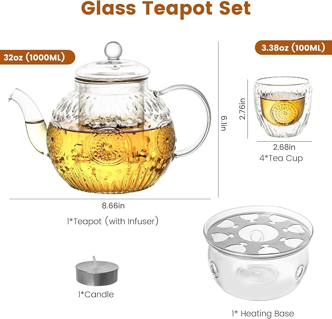 Bandesun Vintage Glass Teapot Set