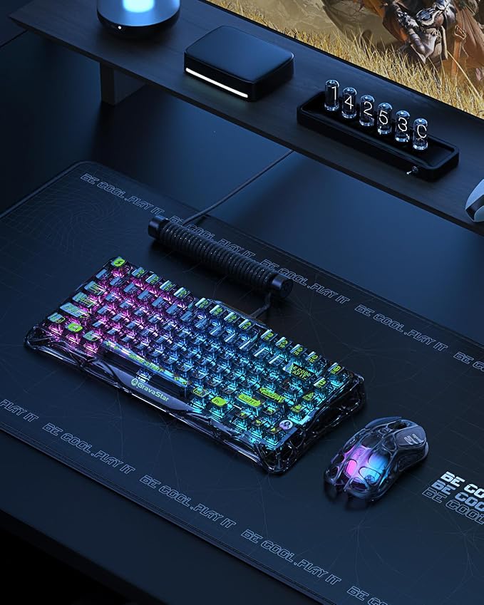 GravaStar Mercury K1 Lite 75% Gaming Keyboard, 2.4GHz/BT/Wired Tri-Mode