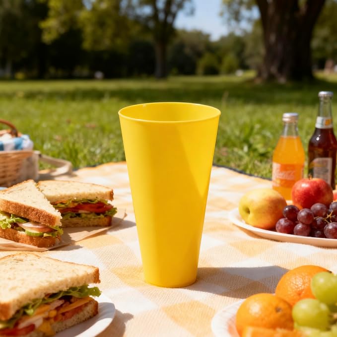 32 oz Plastic Cups Large Reusable set 12, Plastic Tumblers Sunset | Food Grade