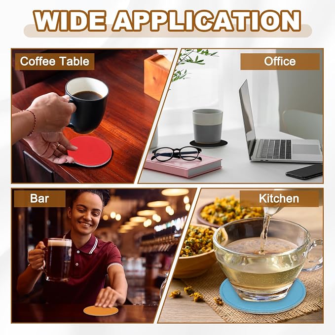 uxcell 5Pcs PU Leather Coasters