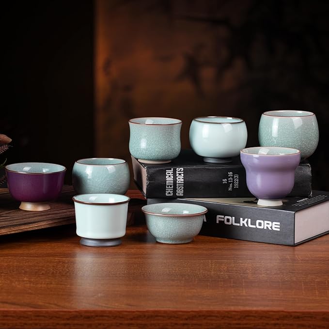 KAMMAK Japanese Tea Cups, 3.2 Oz Small Handmade Ceramic Teacups, Loose Leaf and