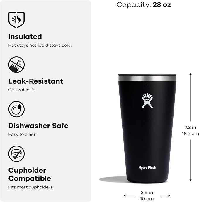 Hydro Flask All Around Tumbler Press-In Lid, Insulated Travel Mug, Stainless