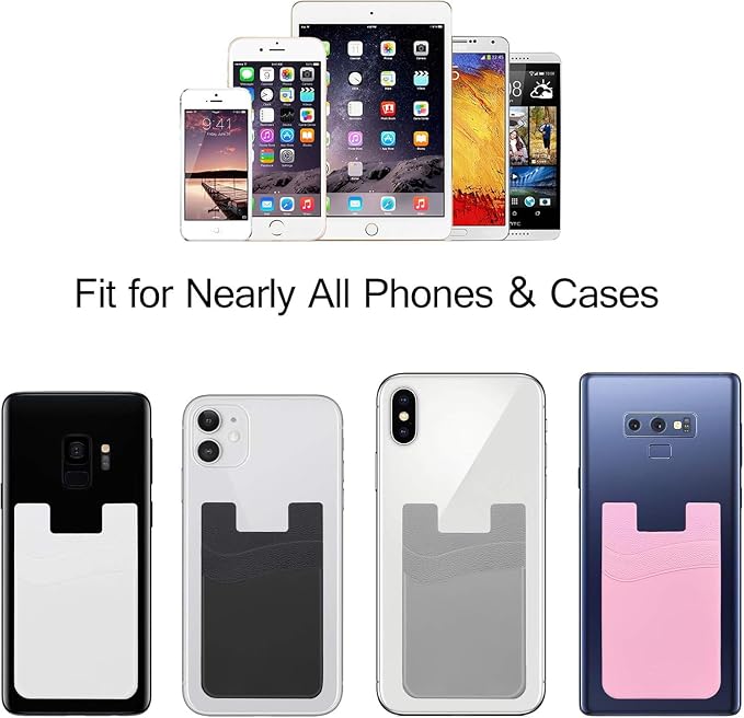 SS Card Holder for Phone Case, Phone Wallet Stick on Adhesive Silicone Cell