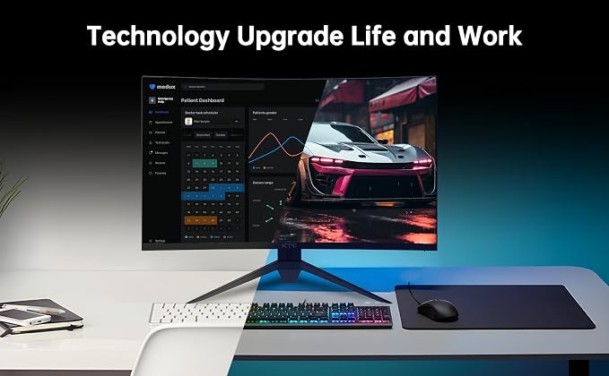 KTC 32 inch Curved Gaming Monitor, 180Hz 1ms MPRT, 2K 1440P 144Hz Monitor