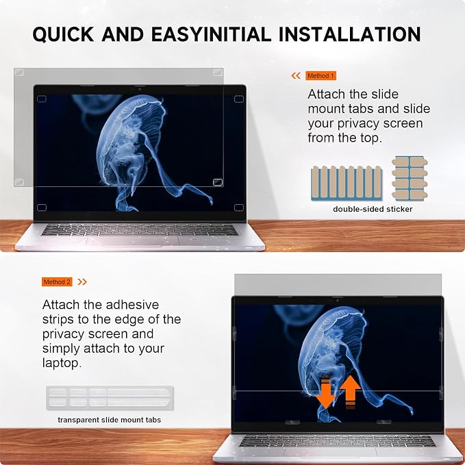 Mamol Laptop Privacy Screen 17.3 Inch, Anti Blue Light Glare Filter, Removable