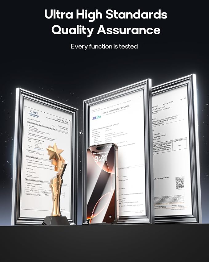 3 Pack for iPhone 14 Plus/iPhone 13 Pro Max Tempered Glass Screen Protector