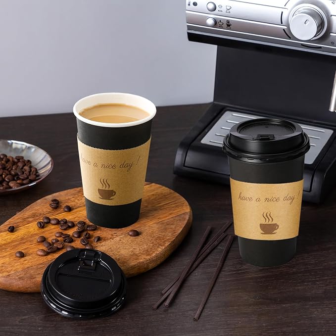 Lamosi 100 Pack 12 oz Coffee Cups, Disposable To Go Paper Cups