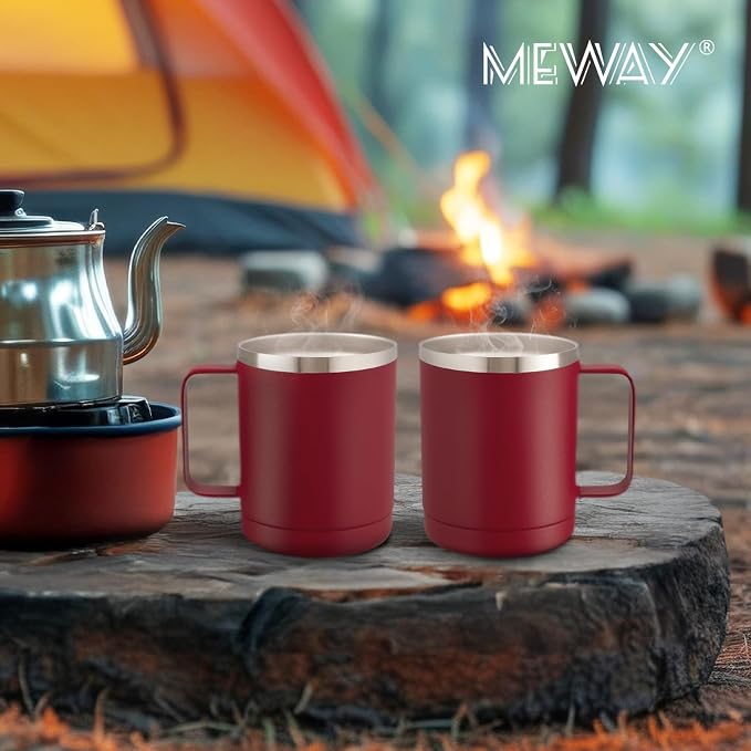MEWAY 12oz Coffee Mug With Handle 8 Pack Bulk, Stainless Steel Insulated Travel