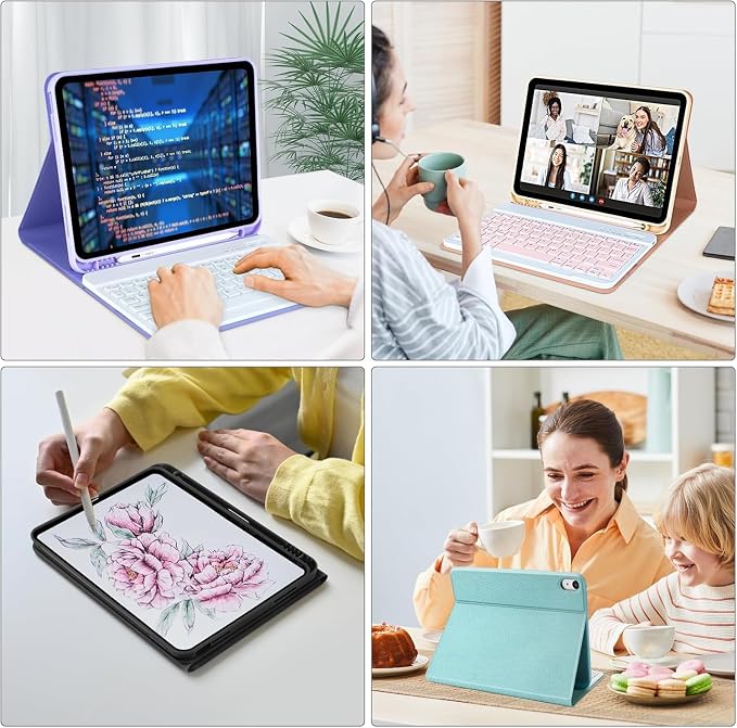 Keyboard Case Compatible for iPad 11th Generation and 10th 10.9 inch, Wireless