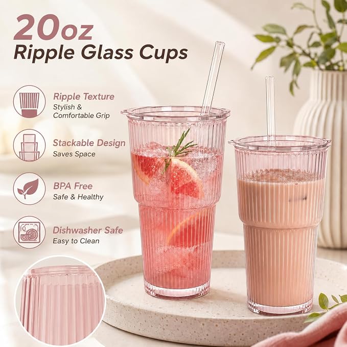 20oz Iced Coffee Cups with Lids