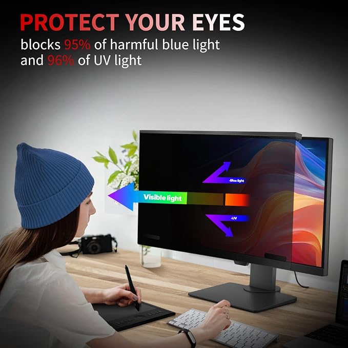 Magnetic 27 Inch Computer Privacy Screen Filter, Hanging Computer Screen