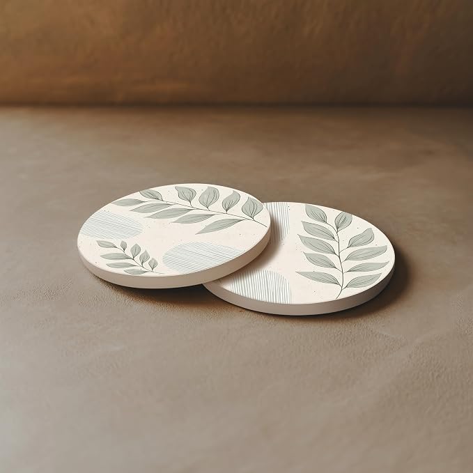 VEYRO Ceramic Coasters Set of 6 – Absorbent Stone Drink Coasters