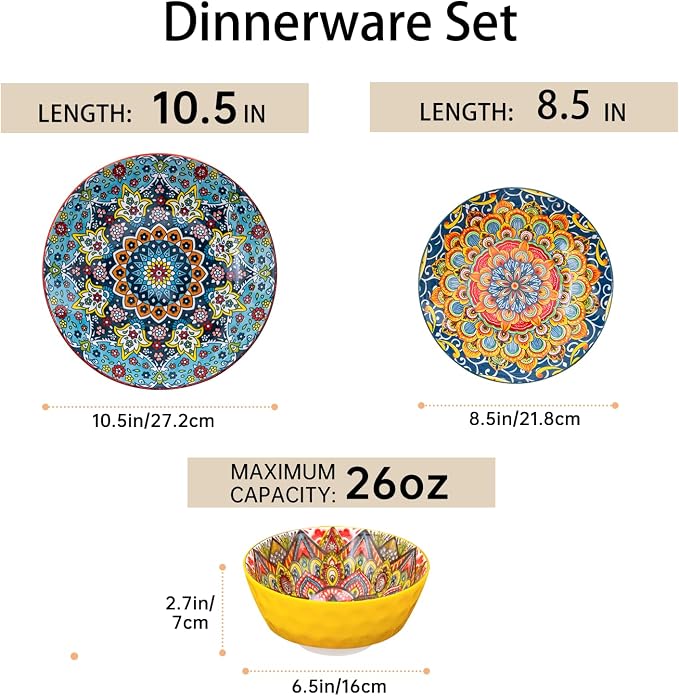 18 Pieces Dinnerware Sets, Porcelain Dishes Set
