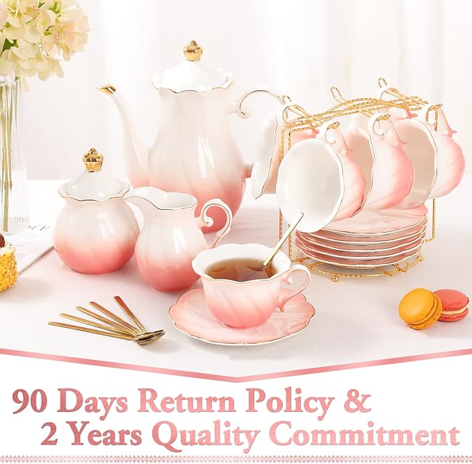 DUJUST 22 pcs Porcelain Tea Set