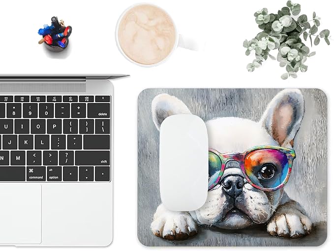 Mouse Pad, Cute Watercolor Bulldog Dog Mouse Pads