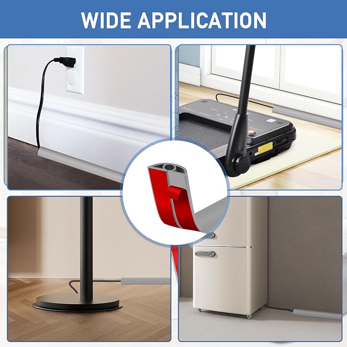 Floor Cord Cover Self Adhesive Cord Hider Floor Extension Cord Covers
