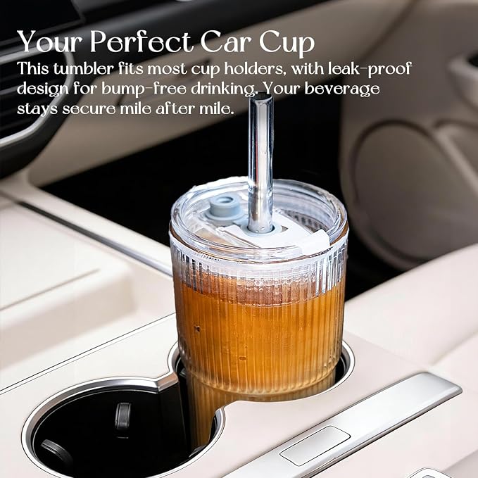 KEMORELA 20oz Ribbed Glass Tumblers