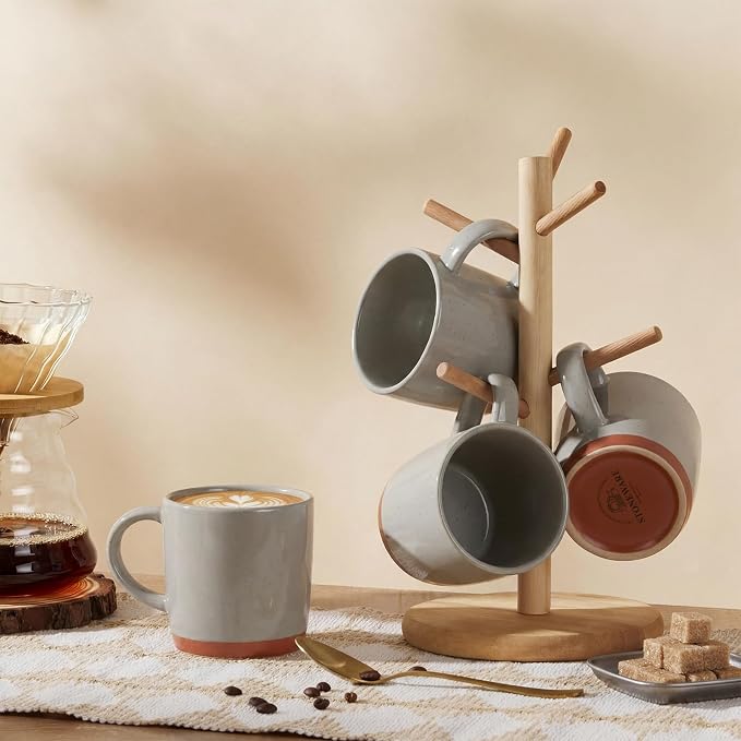 E-far Ceramic Coffee Mug Set of 6, 12oz Stoneware Coffee Cup