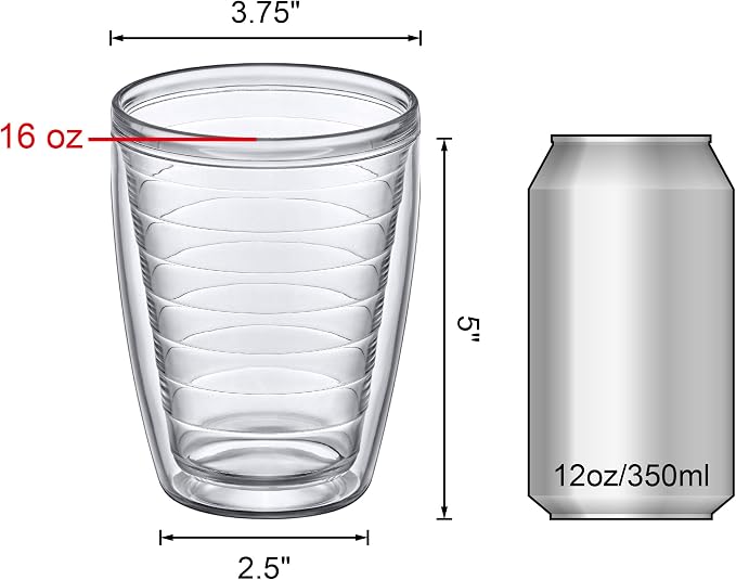 Amazing Abby Alaska 16-Ounce Insulated Tumblers, Double-Wall All-Clear Reusable