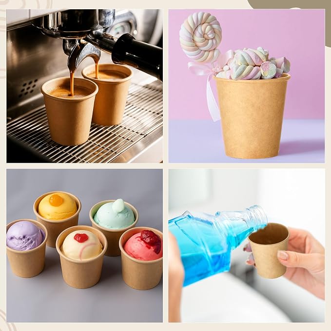 300 Pack 3oz Mini Coffee Cups Disposable Paper Cups Hot or Cold Beverage Cup