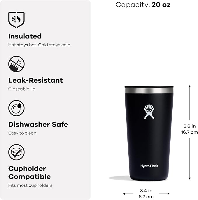 Hydro Flask All Around Tumbler Press-in Lid, Insulated Travel Mug, Stainless