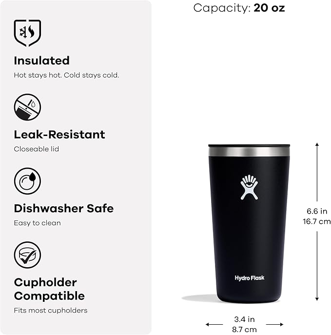 Hydro Flask All Around Tumbler Press-in Lid, Insulated Travel Mug, Stainless