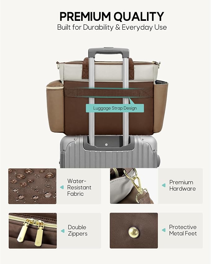 RAINSMORE Teacher Bag for Women, 15.6" Laptop Work Tote, 40oz Cup Holder |