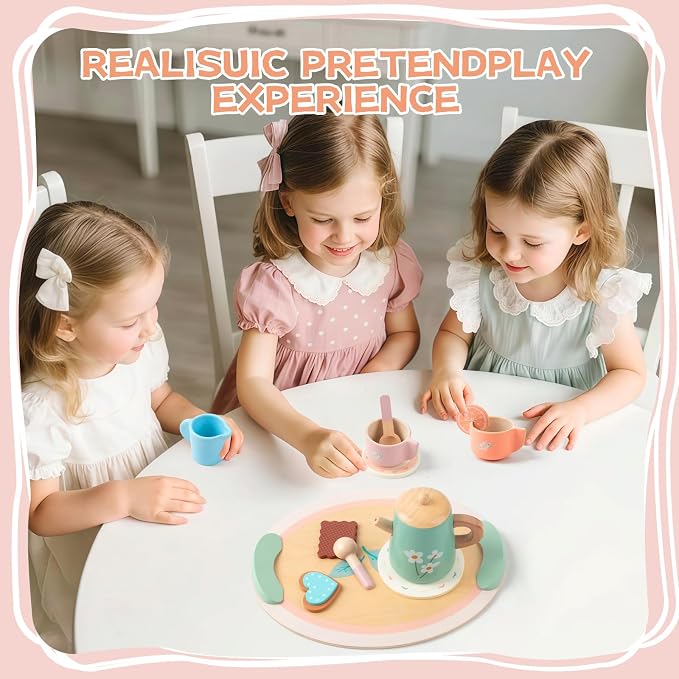 Tea Party Set for Little Girls Birthday Gift Pretend Play Food Princess Toy |